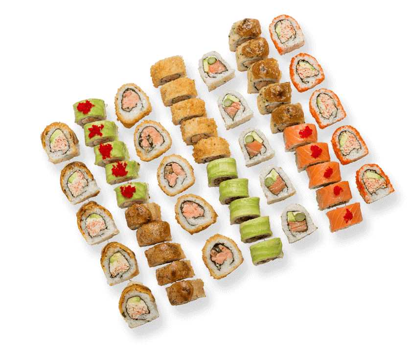 rollitos de sushi  con alga nori aguacate arroz salmón