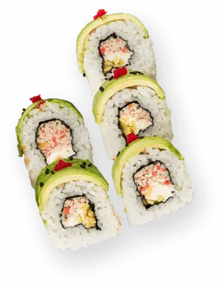 rollito de sushi con aguacate y salmón